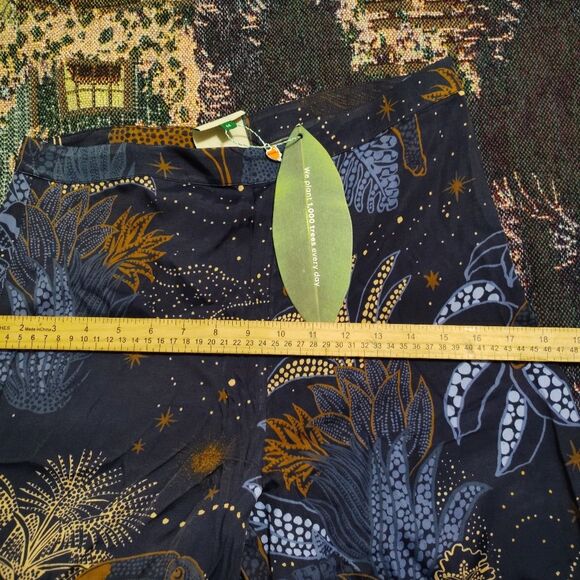 Farm Rio X Anthropologie Night Jungle Flare Pants Boho Flowy Silky SZ M - Picture 9 of 11